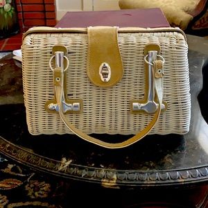 Vintage Carole Joanne wicker/rattan purse.